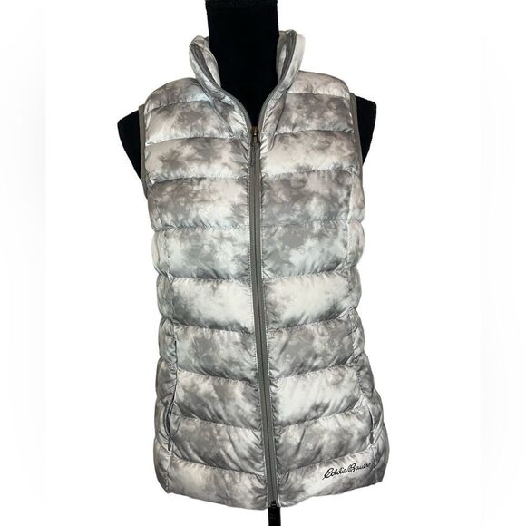 NWOT EDDIE BAUER CIRRUSLITE DOWN PUFFER VEST IN WHITE & GRAY WOMENS SIZE SMALL - Picture 3 of 9